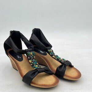 Womens Sandals Wedge Low: Summer Open Toe Wedges - Dressy Casual Elastic